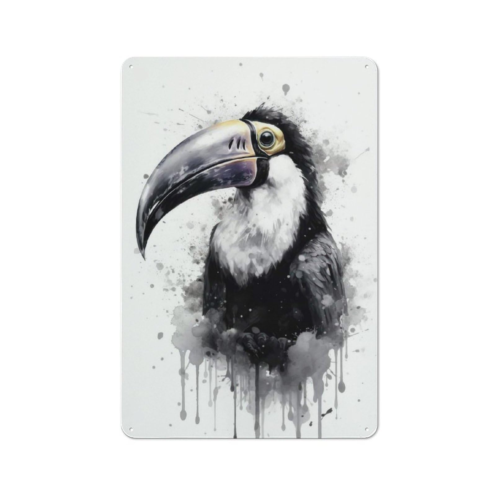 Junmoney Toucan Beauty Black Ink Retro Metal Sign 30X20cm Featuring For Bar Or Restaurant, For Bar Decor Enthusiasts