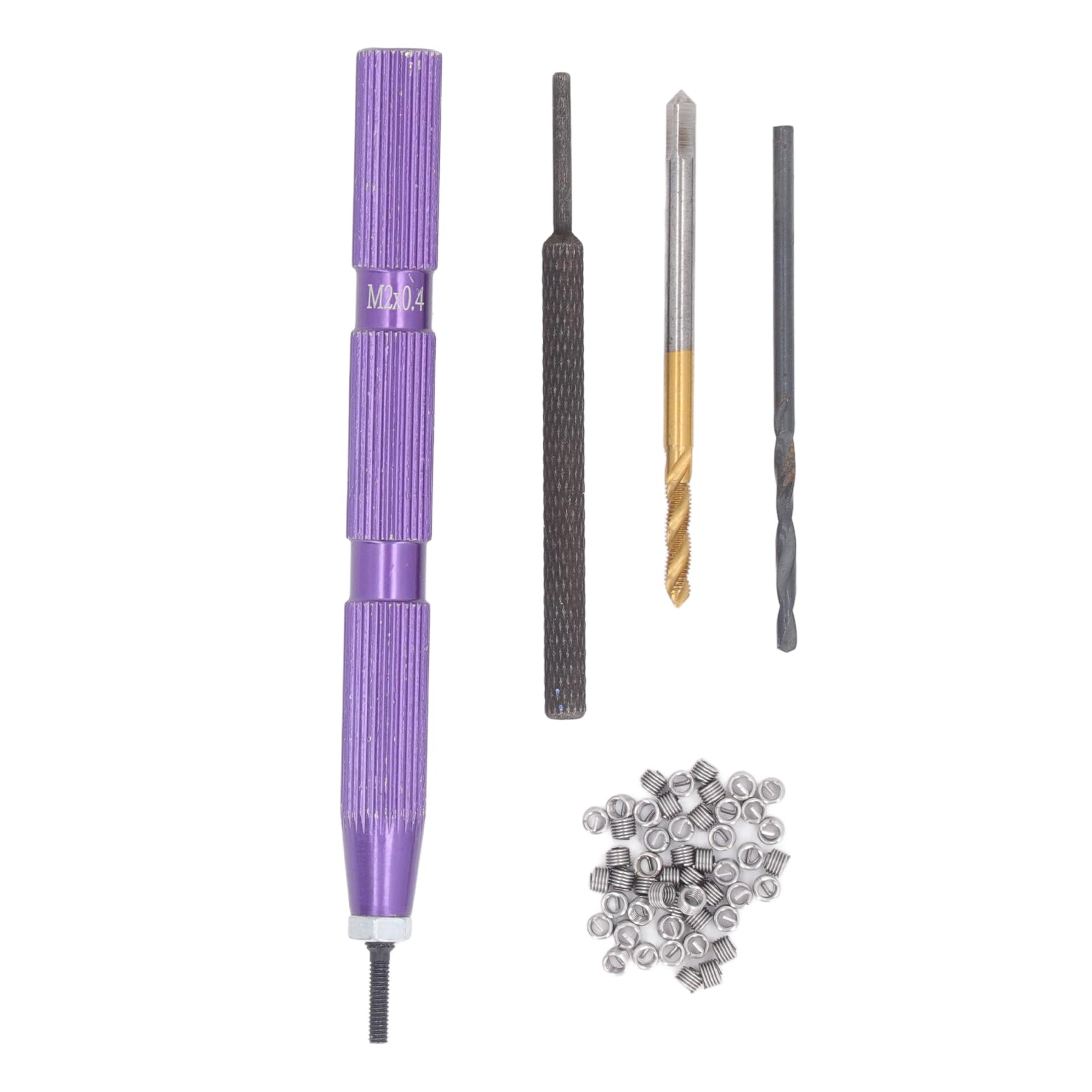 50PCS Steel Thread Inserts, 304 Stainless Steel Thread Repair Kit with Installation Tool for M2 x 0.4 x 2D Threads, Ideal for Soft Metals, Low Strength Material