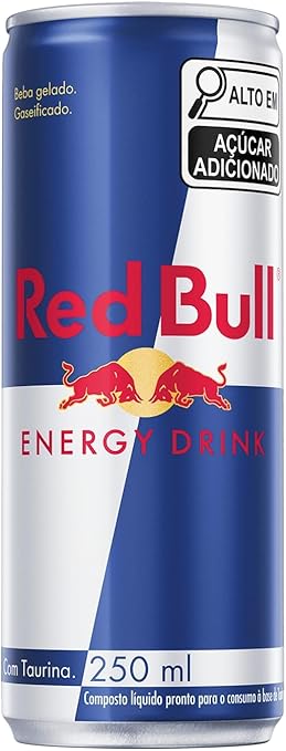 Lata de Red Bull 250ml com fundo branco