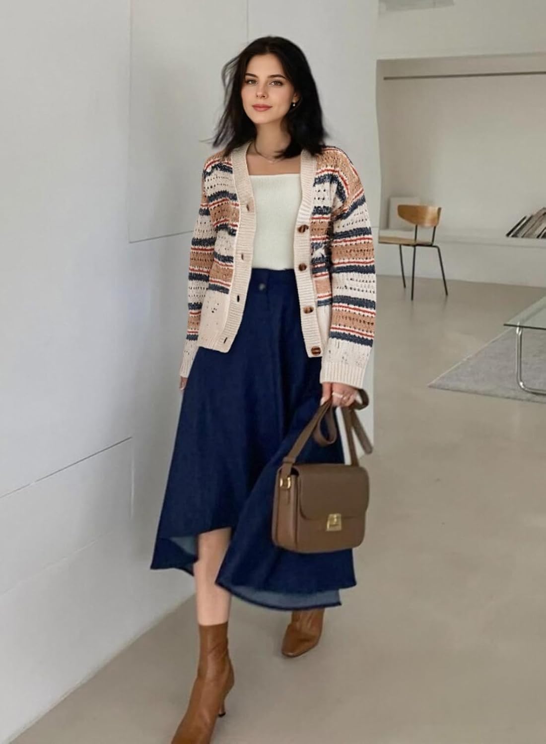 Dokotoo Women's 2025 Fashion Casual Open Front Long Sleeve Hollow Out Crochet Knit Cardigans Sweaters Boho Outerwear Coats