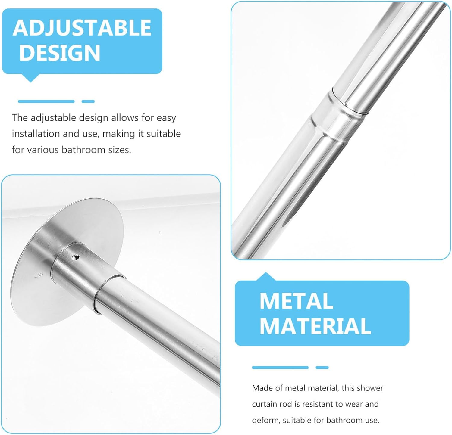 PRETYZOOM Shape Extendable Shower Curtain Rod Curved Telescoping Bar for Easy Installation Bathtubs and Showers Multi Functional Use as Wardrobe Clothes Hanging