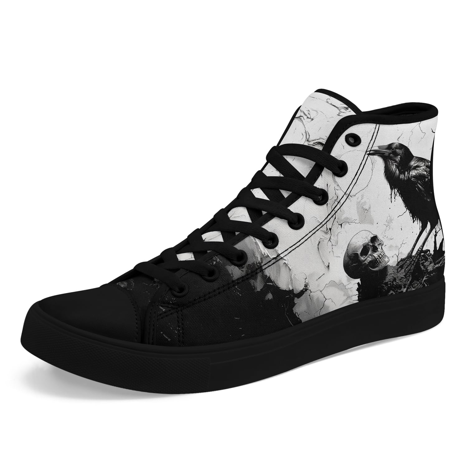 coolcustomize Fashion Skull High-Top Canvas Shoes for Men Women -Unique Vibrant High Top Sneakers Comfortable Casual Shoes