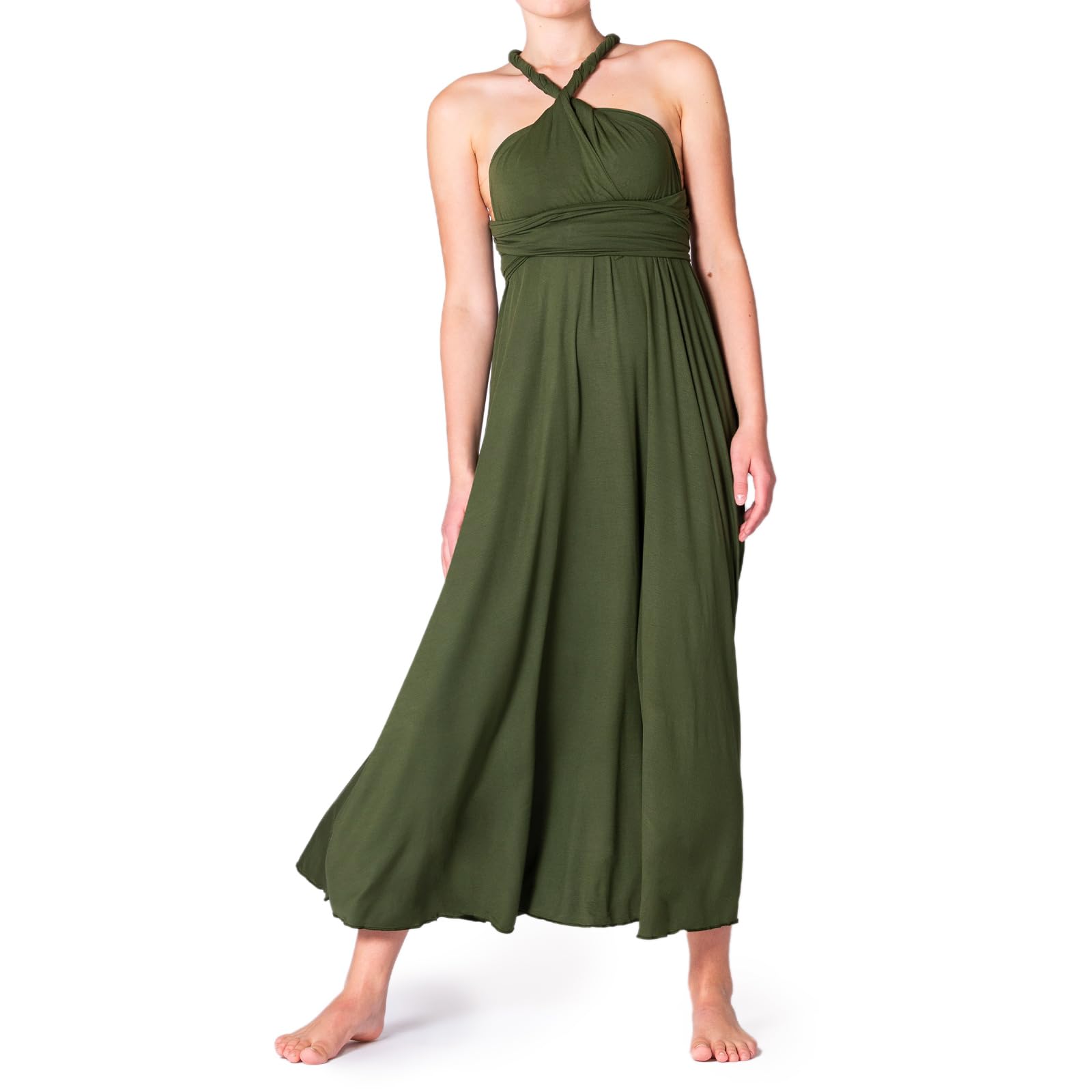 PANASIAM Abito Maxi Infinity KOVA - Abito da Sera da Donna, Abito Lungo da Ballo, Abito a Portafoglio con Collo Alto, Senza Schienale - Festa Festival