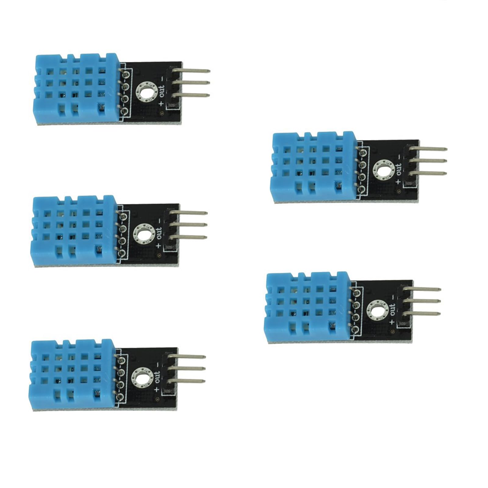 5 Pieces DHT11 Temperature & Humidity Sensor Module Digital Temperature and Humidity Sensor 3.3V-5V with Humidity Measurement Range 20%-95% and Temperature Measurement Range 0-50? with Dupont Wires