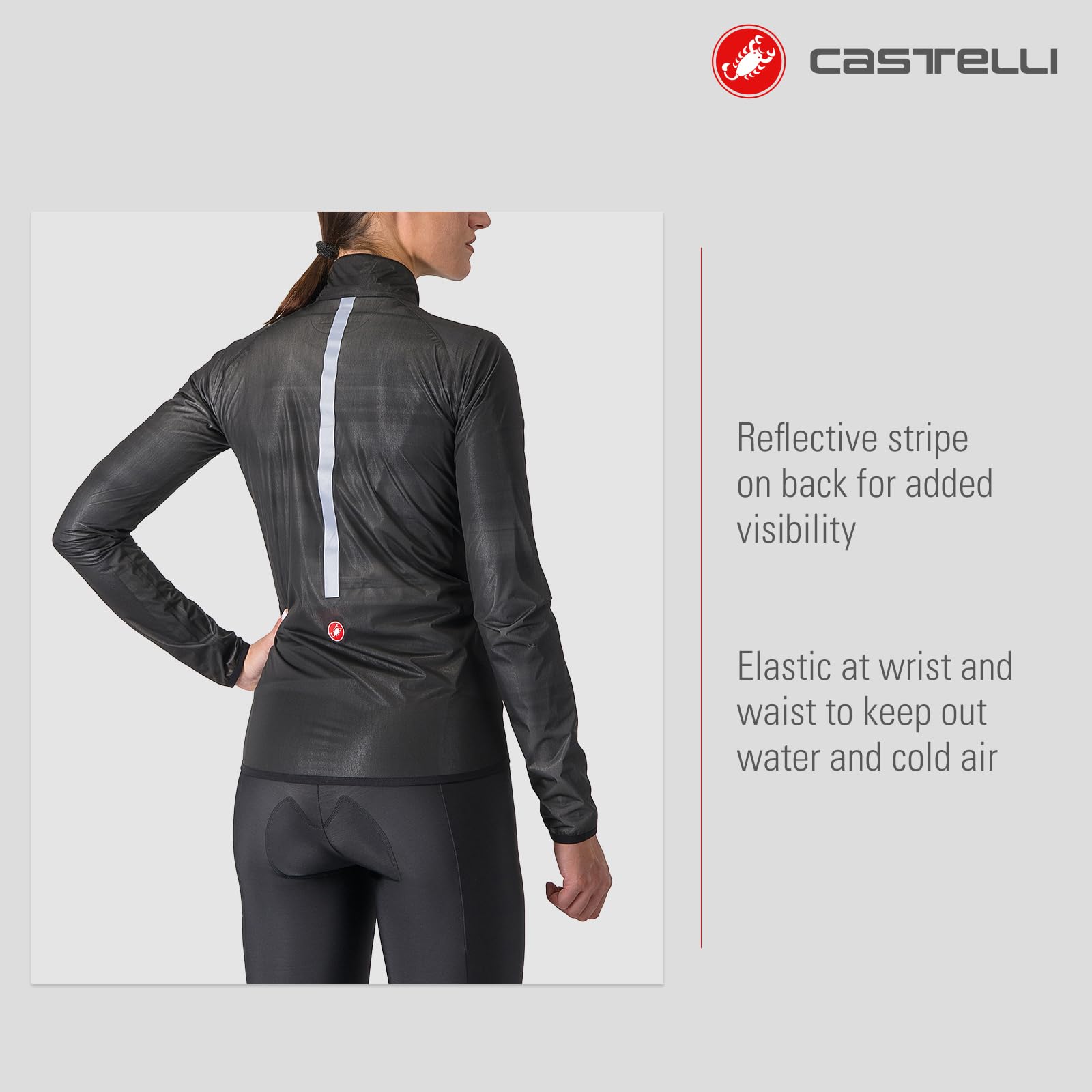 CASTELLI Damen Squall Shell Jacke, vollständig wasserdicht, winddicht, leicht, reflektierend, für Rennrad und Gravel-Biking