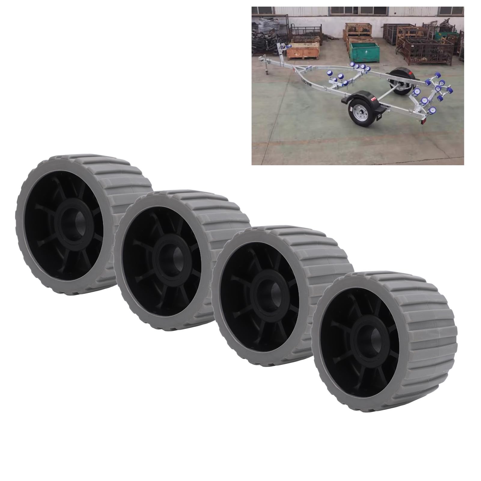 Żebrowana Rolka Uchylna, 4 szt. Rolek Przyczepy, Rolki Prowadzące do łodzi, Przyczepy, Statków, Jachtu, 125 X 73 X 30 Mm