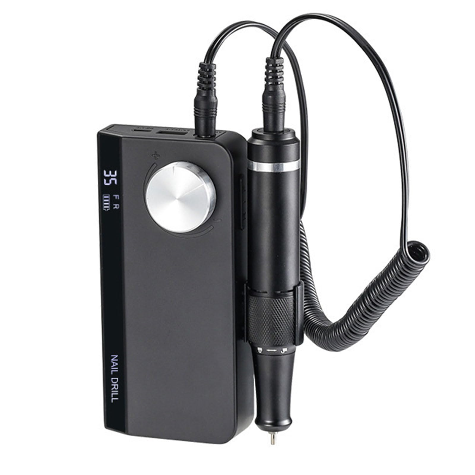 Trapano Elettrico per Unghie, Lima per Unghie Portatile a Batteria da 35000 Giri/min con 6 Punte per Unghie, Velocità Regolabile, Set Professionale per Manicure e Pedicure, per Salone di Casa black