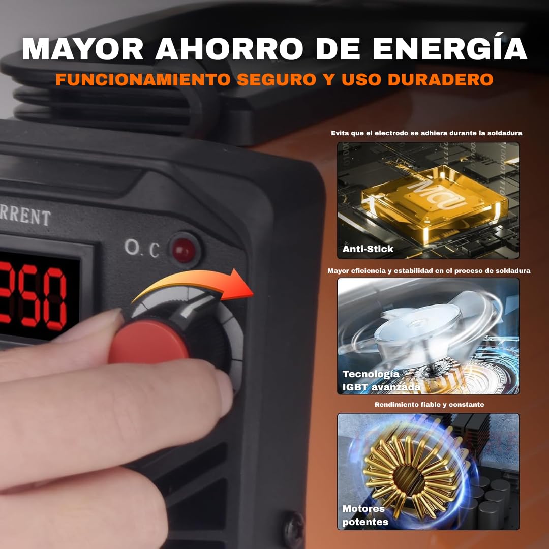 Maquina de Soldar Portátil 1,5 kg | Mini Soldador Inverter 250V | Pantalla LED | MMA + LIFT TIG | Electrodos 1,6–2,5 mm | Soldadura Profesional Compacta