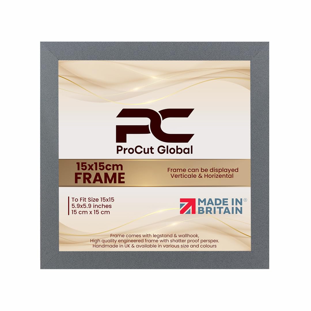 Procut Global 15X15CM Dark Grey Picture Frames – Sleek Wooden Photo Frame with Shatterproof Perspex for Wall or Tabletop – Perfect for Posters, Certificates, Prints–Multiple Sizes & Colors Available — image 1
