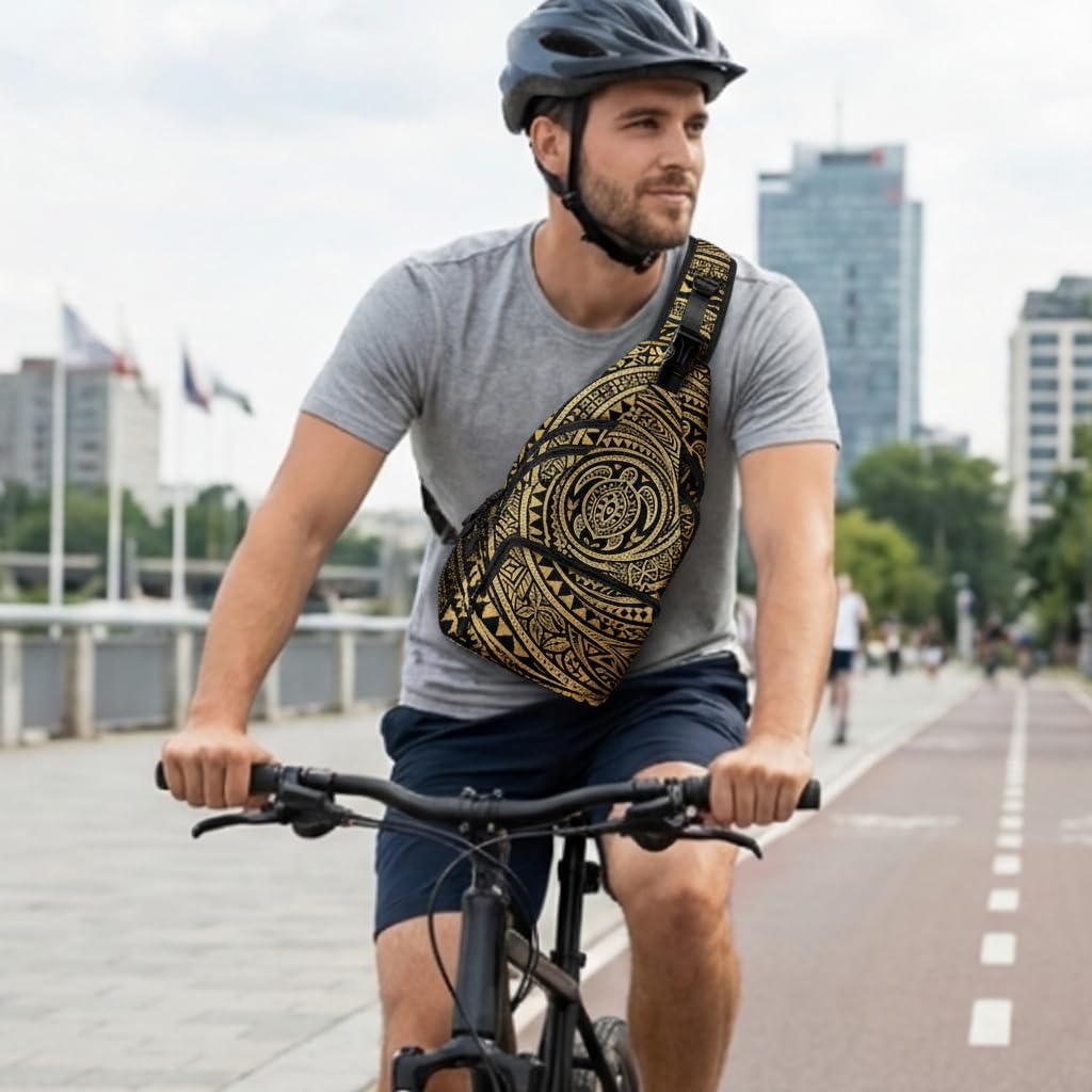 Polynesian Tribal Turtle Crossbody Bags for Women, Sling Bag for Men, Hiking Backpack Casual Lightweight daypack for Outdoors Travel - Image 8