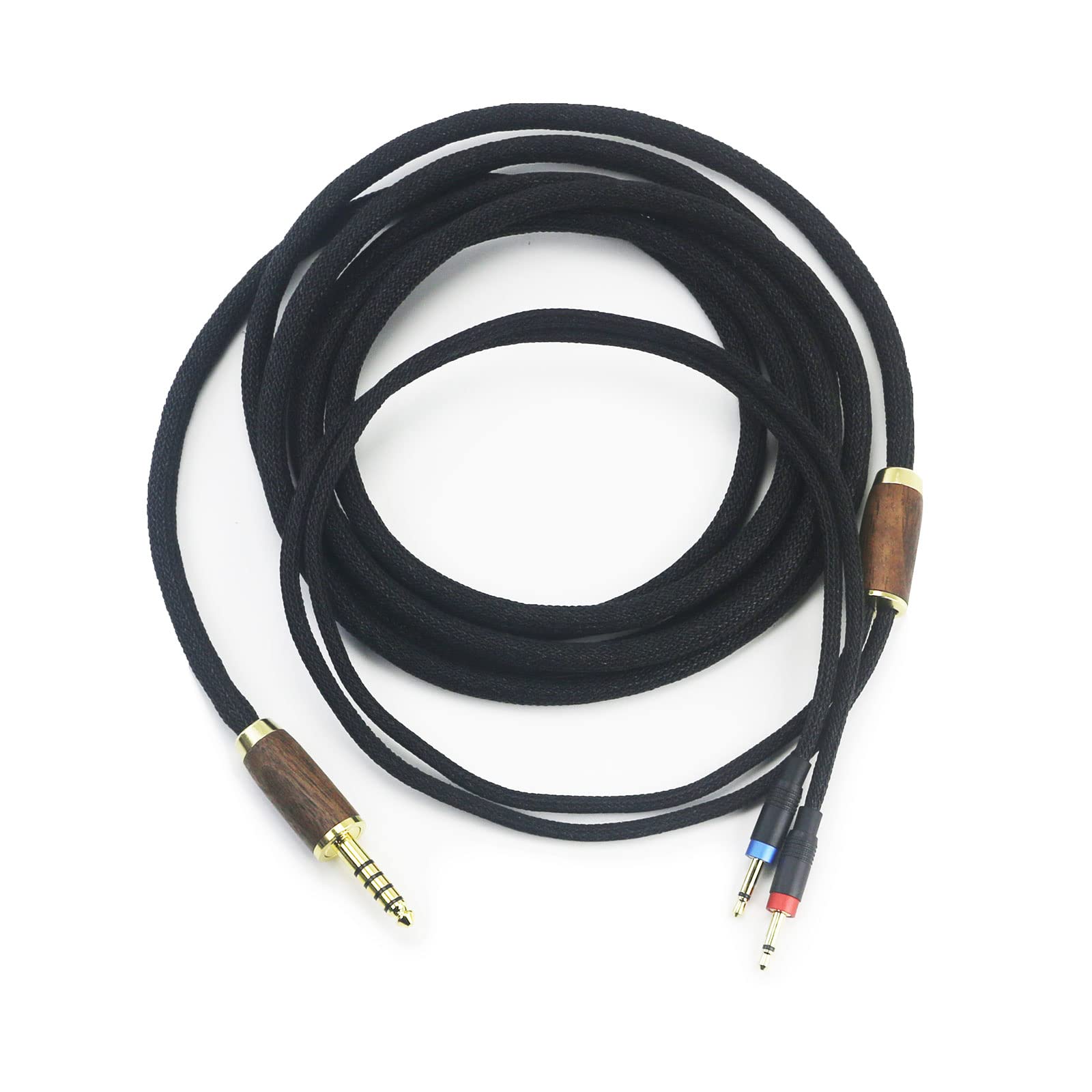 Cavo bilanciato da 4,4 mm 6N OCC rame placcato argento guscio in legno di noce, compatibile con cuffie Monolith M1060, M1060C, M565, M565, per cuffie AudioQuest NightHawk (versione 2 x 2,5 mm)