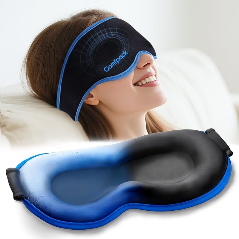 Máscara de olhos com gel refrescante Comfpack, formato 3D, peso ajustável e bloqueio de luz