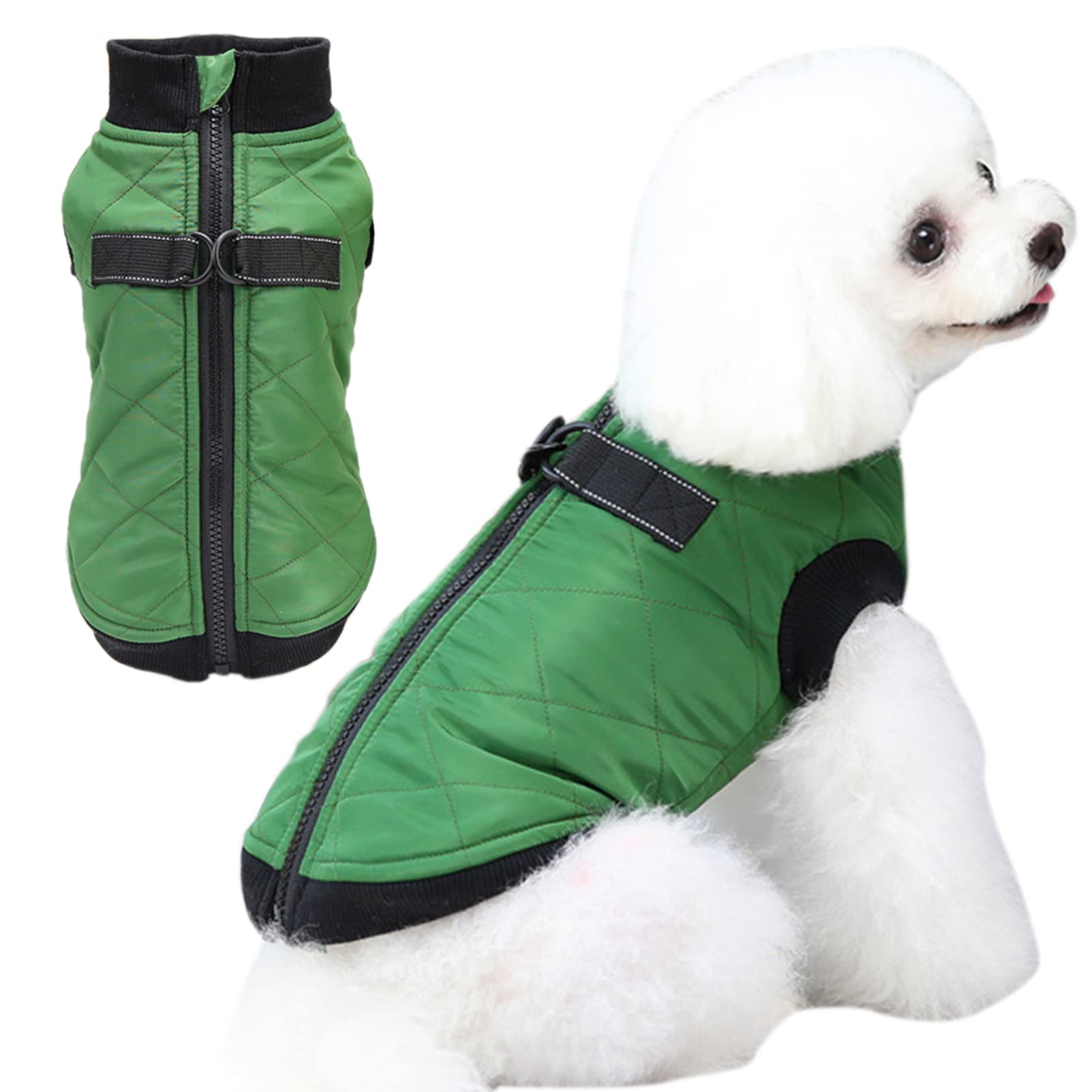 Dog Green Color Winter XL SizeCoat Harness Jacket with Zipper Dog Vest Harness Outfit Cold Weather Costume for Puppy Small Dog and Cats (B0CJRHG7J7) Amazon Price History, Amazon Price Tracker