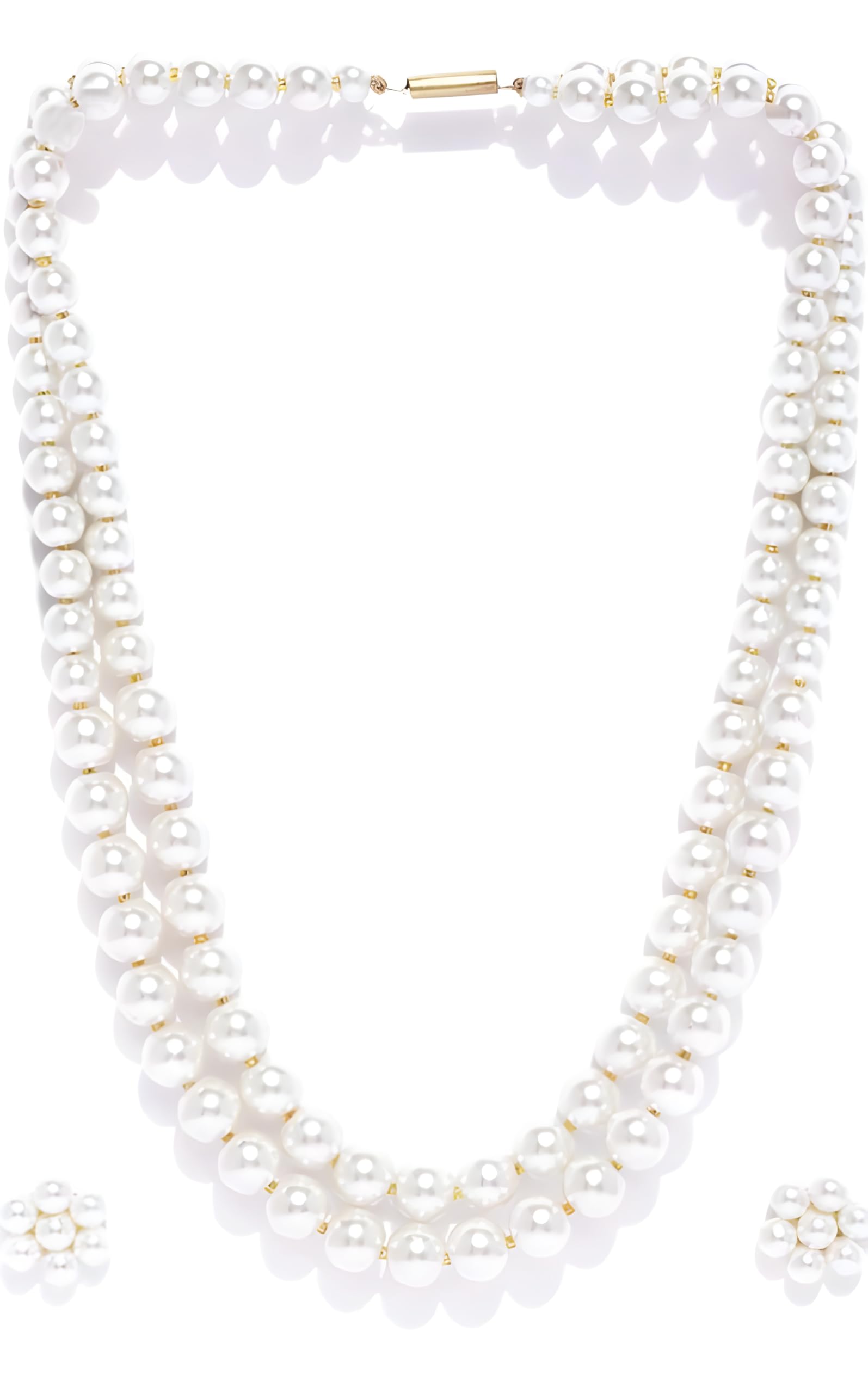 Traditional Pearl Necklace Set with Earrings for Women and Girls, Chokar Double Layer Jewellery, (White) (B0D84TY8DY) Amazon Price History, Amazon Price Tracker