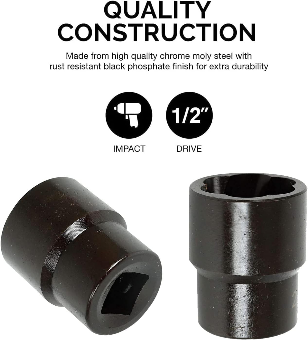 TYFYB 35pcs 1/2 Inch Drive Deep Impact Socket Tool Set Metric Garage Workshop Tools,Heavy Duty Impact Socket Set with Portable Case, Red