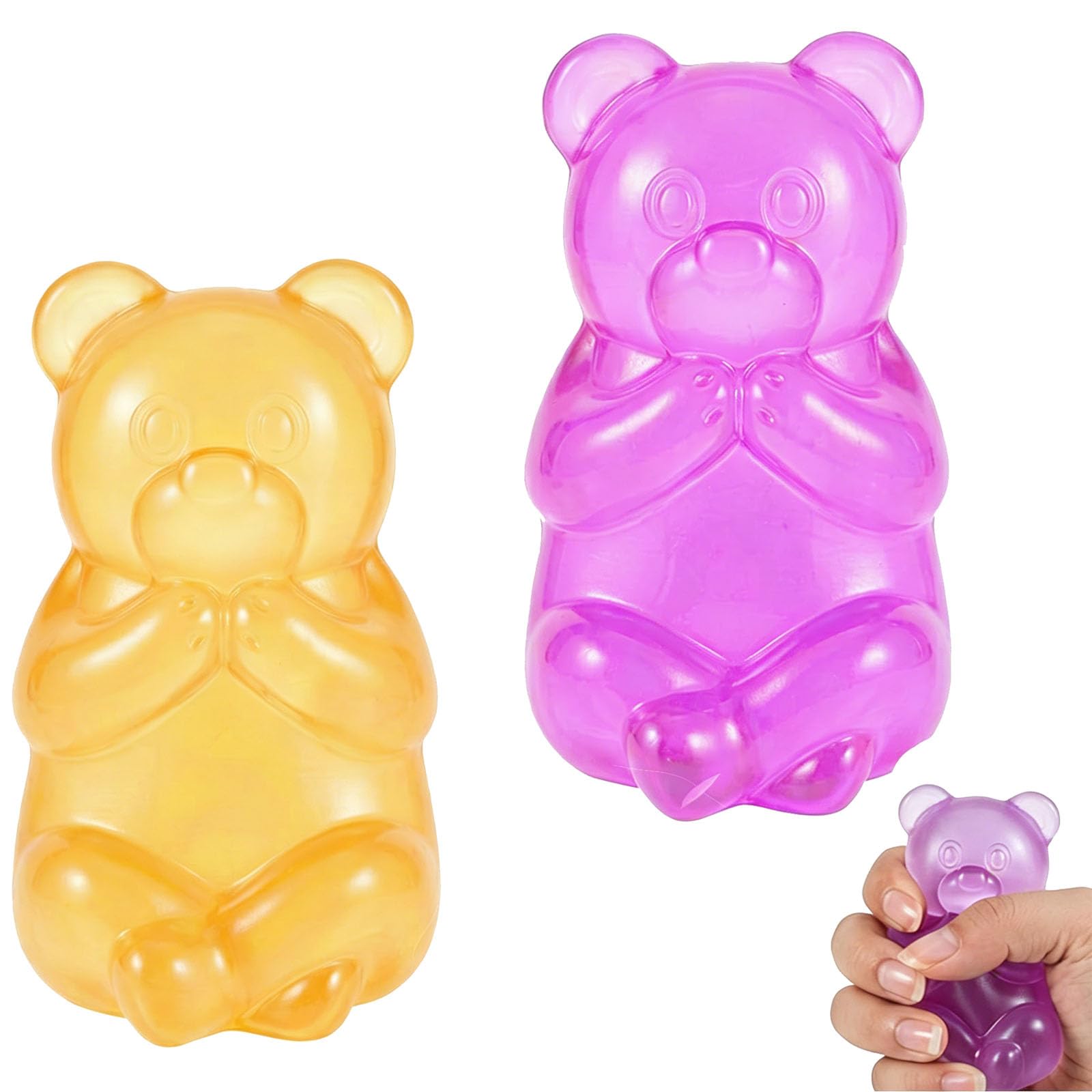 PRVCFZ 2 PCS Gummy Bear Squishy,Cute Gummy Beardesktop Ornament,Office Desk Commute Focus Enhancement, Pleasant Companions During Daily Activities,Effective For Maintaining Focus