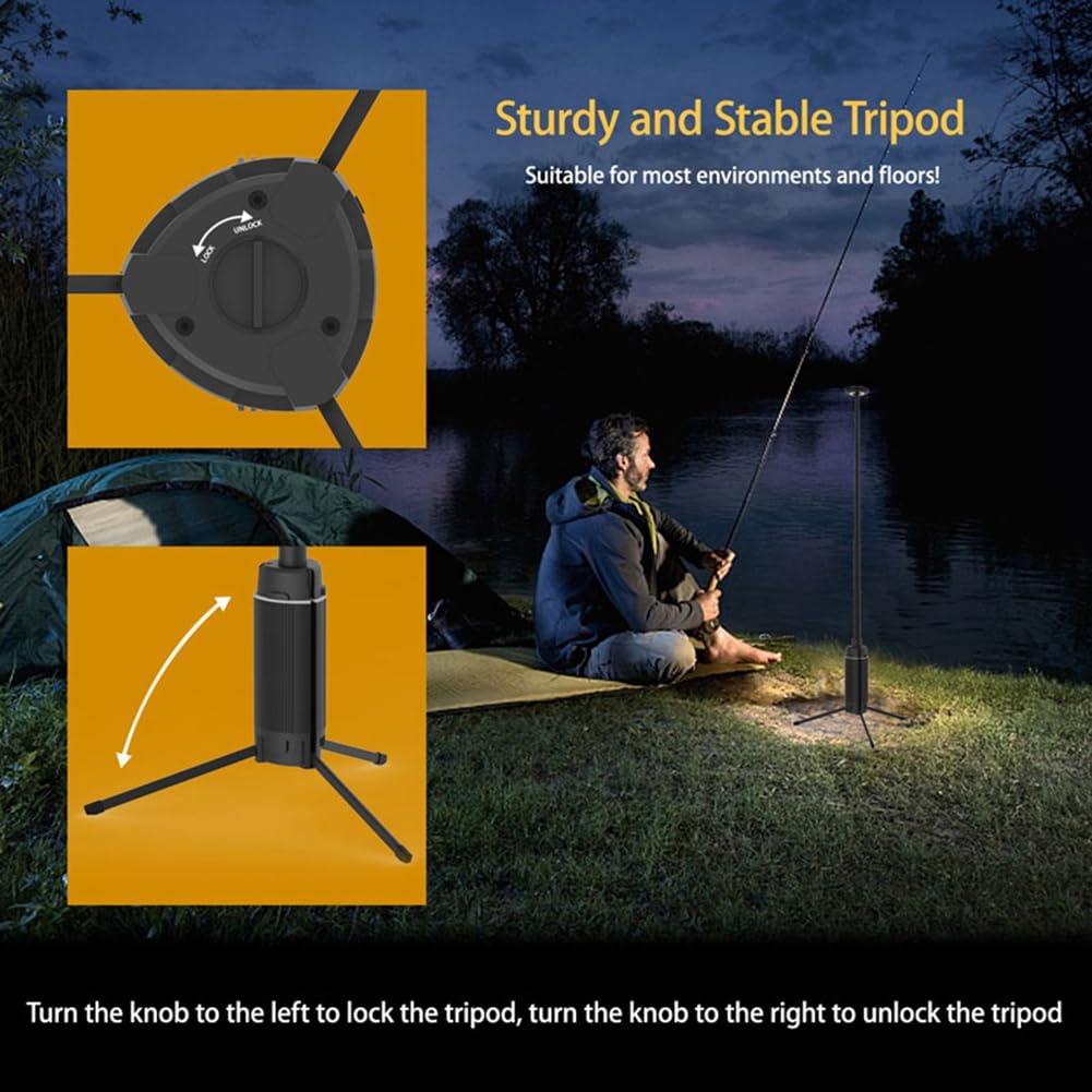 Tragbare Campinglaterne, Teleskopische LED-Arbeitsleuchte, Wiederaufladbar über USB, für Outdoor-Angelzelt, Notlampe mit Stativ