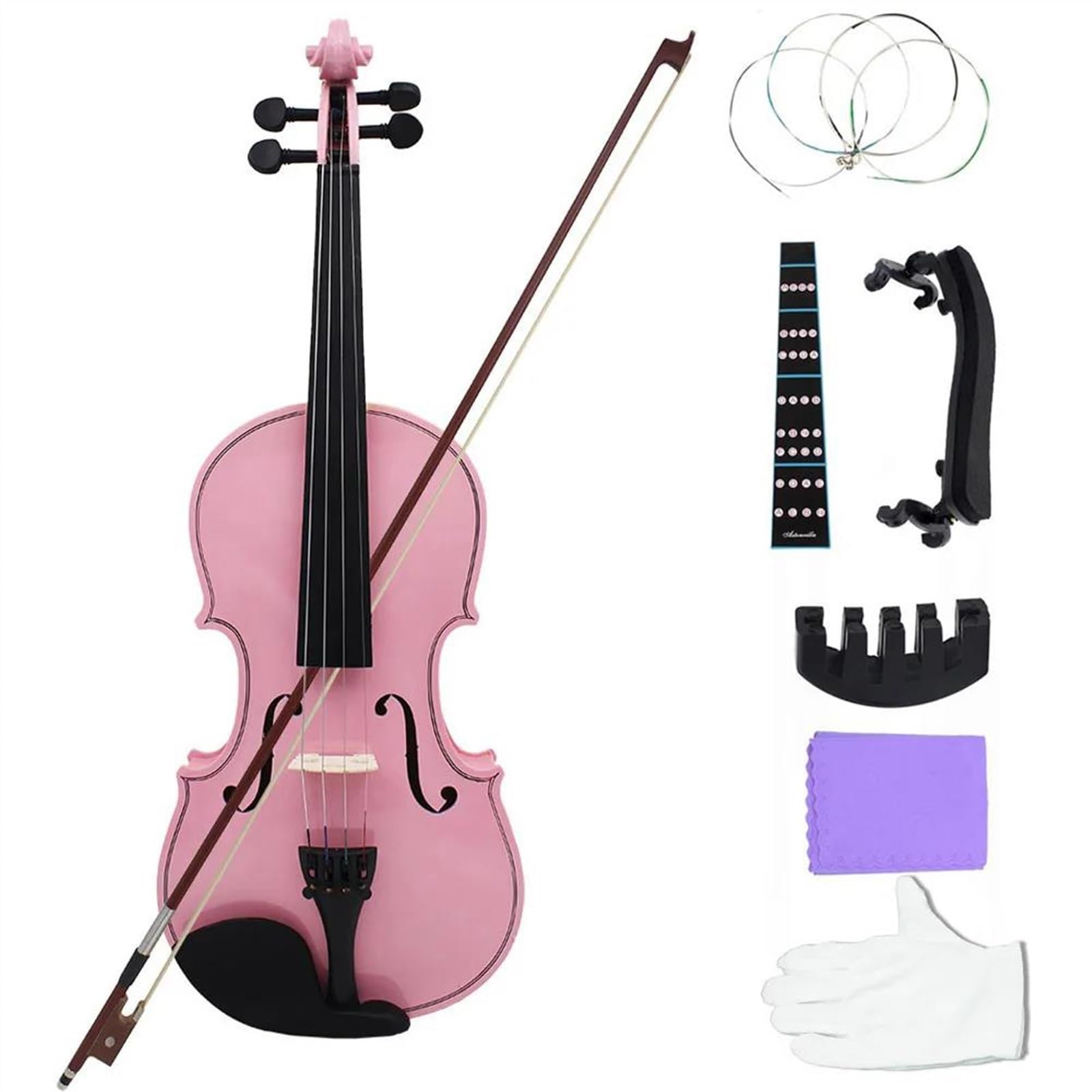 Geigeninstrument 4/4 Anfänger Rosa Violine Ahorn Panel Violine Mit Fall Bogen Saiten Schulterstütze Teile Geeignet Musik Unterricht Studie (Color : 4-4 Violin Set)