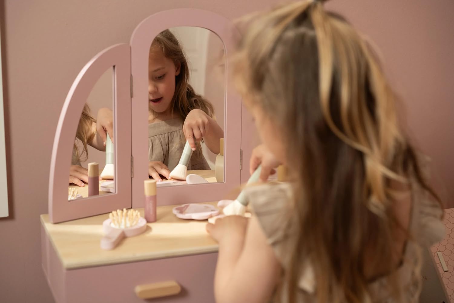 Little Dutch 2513 Holz Kinderschminktisch - rosa