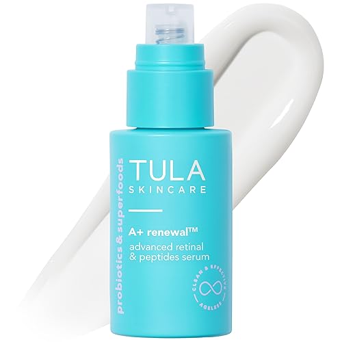 TULA Skin Care A+ Renewal Advanced Retinal + Peptides Serum - Suero facial nocturno, aumenta la luminosidad e hidrata, 1.01 onzas líquidas