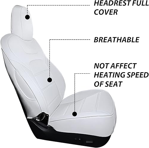 Miniatura 4 de RuiYue Carry Funda de asiento de automóvil para Tesla modelo Y de 5 plazas, protector de asiento de piel sintética, diseño novedoso, accesorios