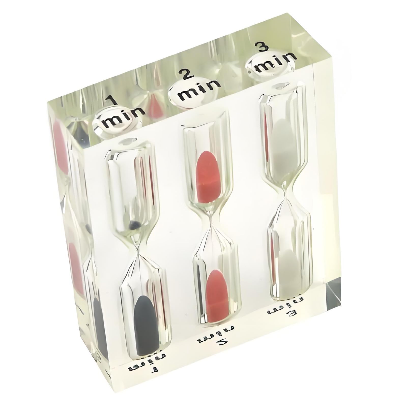 Decorative Acrylic Sand Timer Block, Triple Chamber Timer for Study Desk Routine, Brushing Routine, Kitchen Use Visual Sand Acrylic Block Homework Brushing Kitchen Desk Desktop Countdown Decor