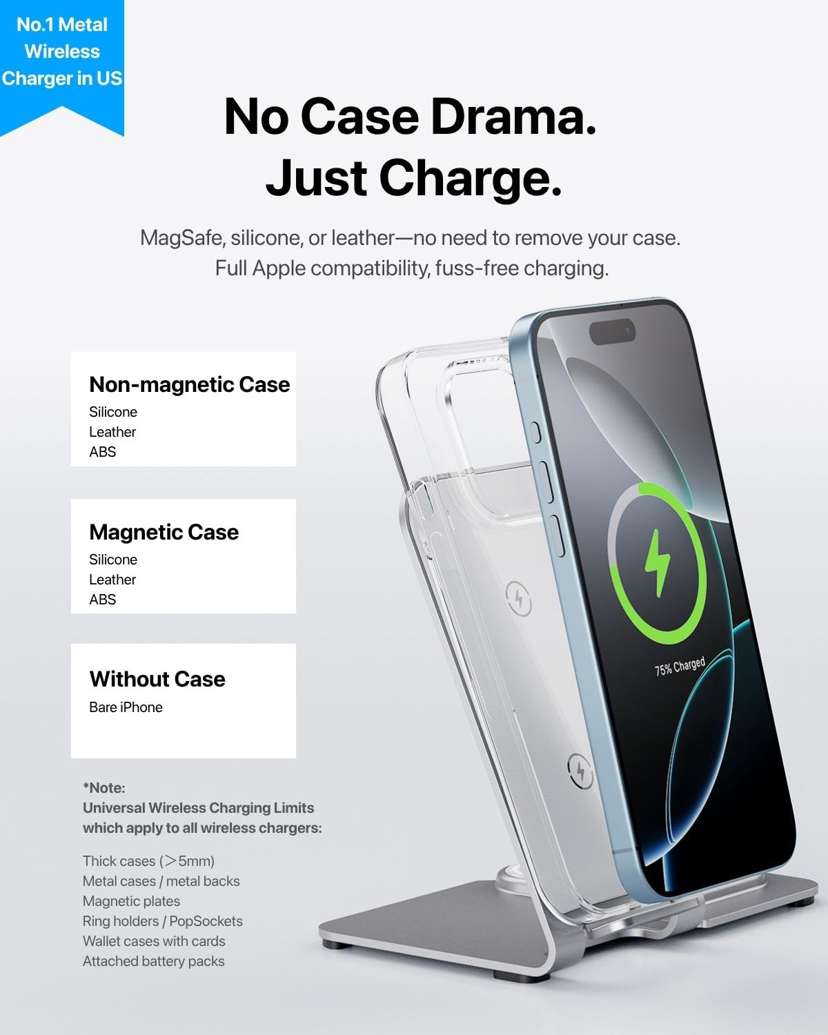 Estación de carga inalámbrica 3 en 1 para iPhone, Apple Watch, AirPods, soporte de carga rápida con indicador LED