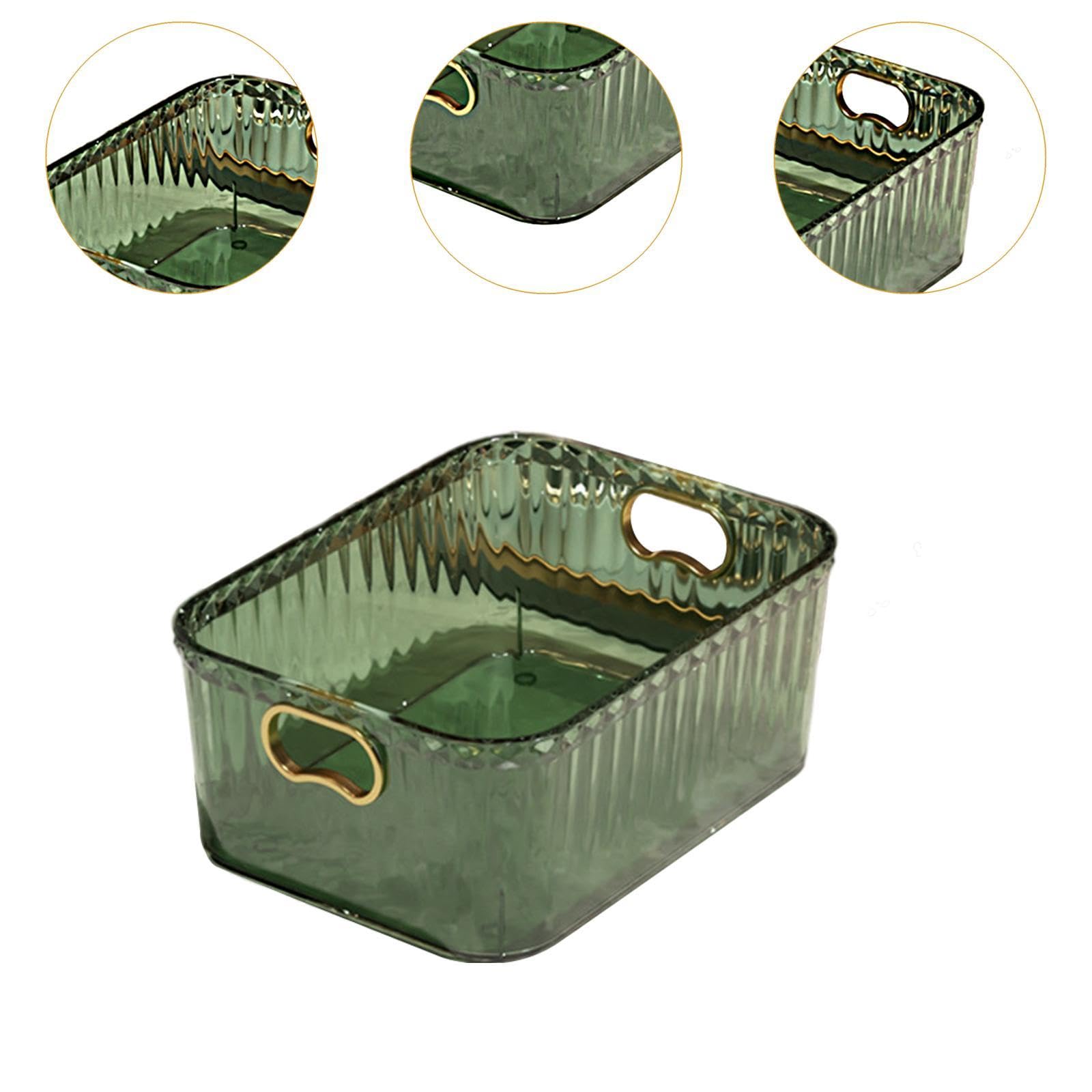 predolo 3 Pieces Acrylique Boîte de Rangement Multifonction avec Poignées Intégrées pour Cosmétiques Bijoux Épices Panier de Rangement Portable pour Cuisine B, 4 pièces