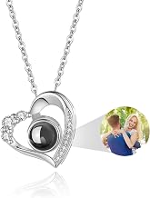 Personalised Photo Necklaces, Personalised Projection Necklace with Picture Inside Memorial Birthday Gifts for Women Girlfriend Wife Mom Her Gifts