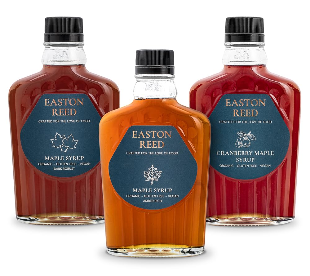 Easton Reed Sciroppi Bio, Dark Robust Taste e Cranberry Maple (Set da 3)