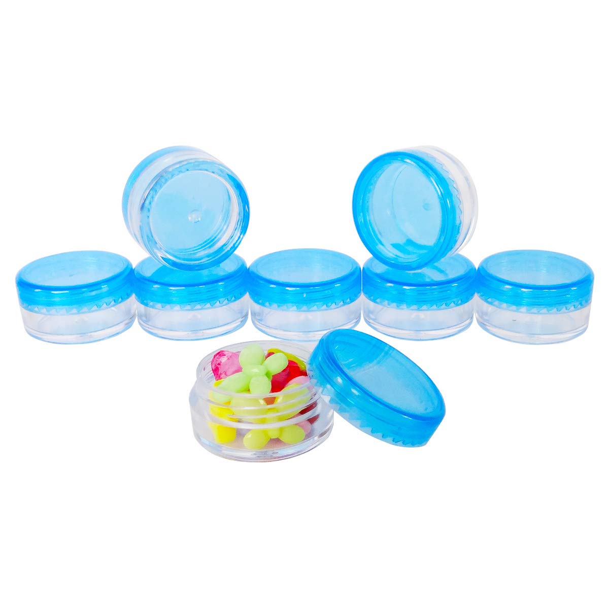 Wopanxye 20pcs 5ml BPA Free Small Jars, 5 Gram Cosmetic Sample Empty Plastic Container Pot with Blue Screw Cap Lid - Image 3