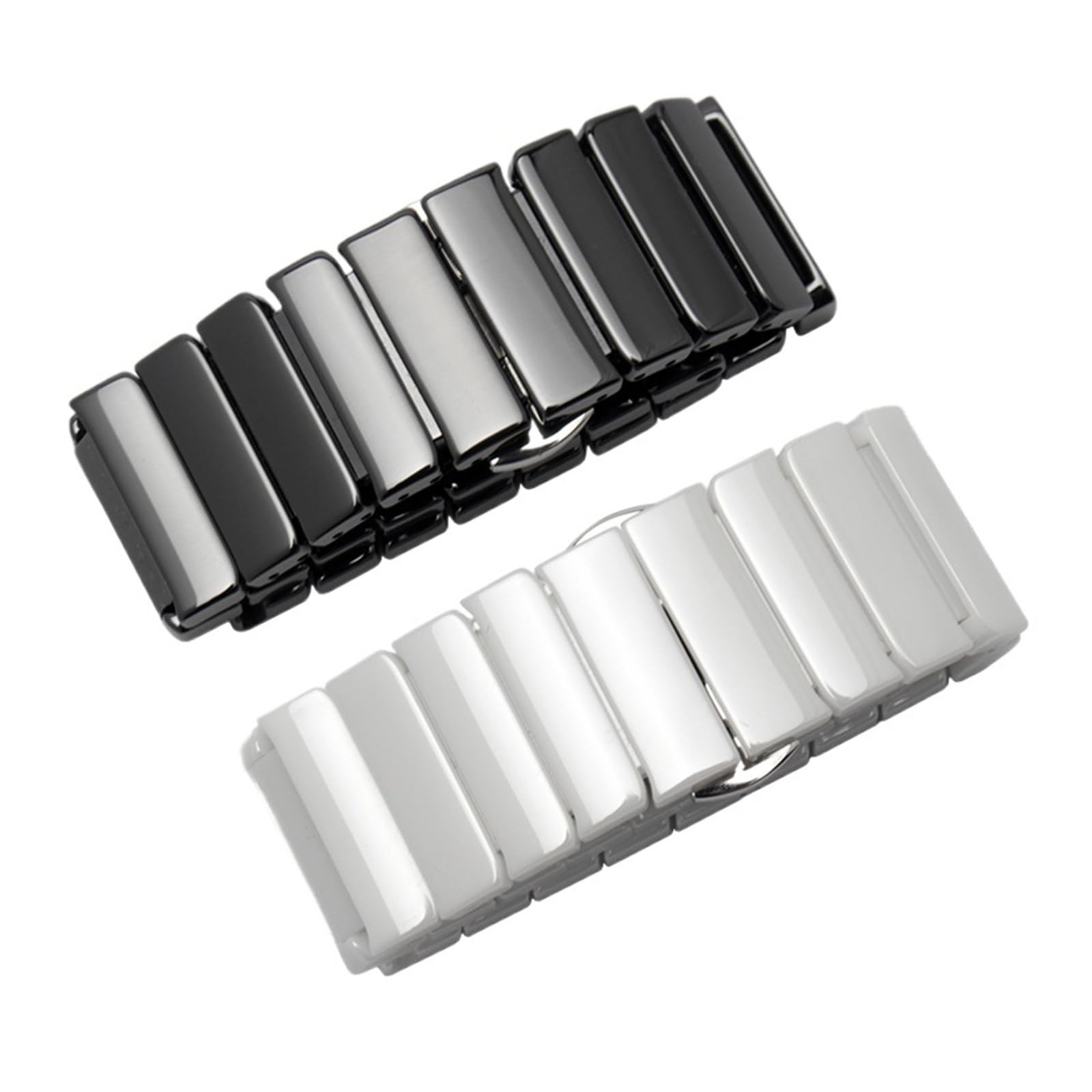 HMFang Cinturino for Orologio in Ceramica da 16 Mm, 20, 22, con Barra A Sgancio Rapido, Polso 18, Bianco E Nero, Non Sbiadisce