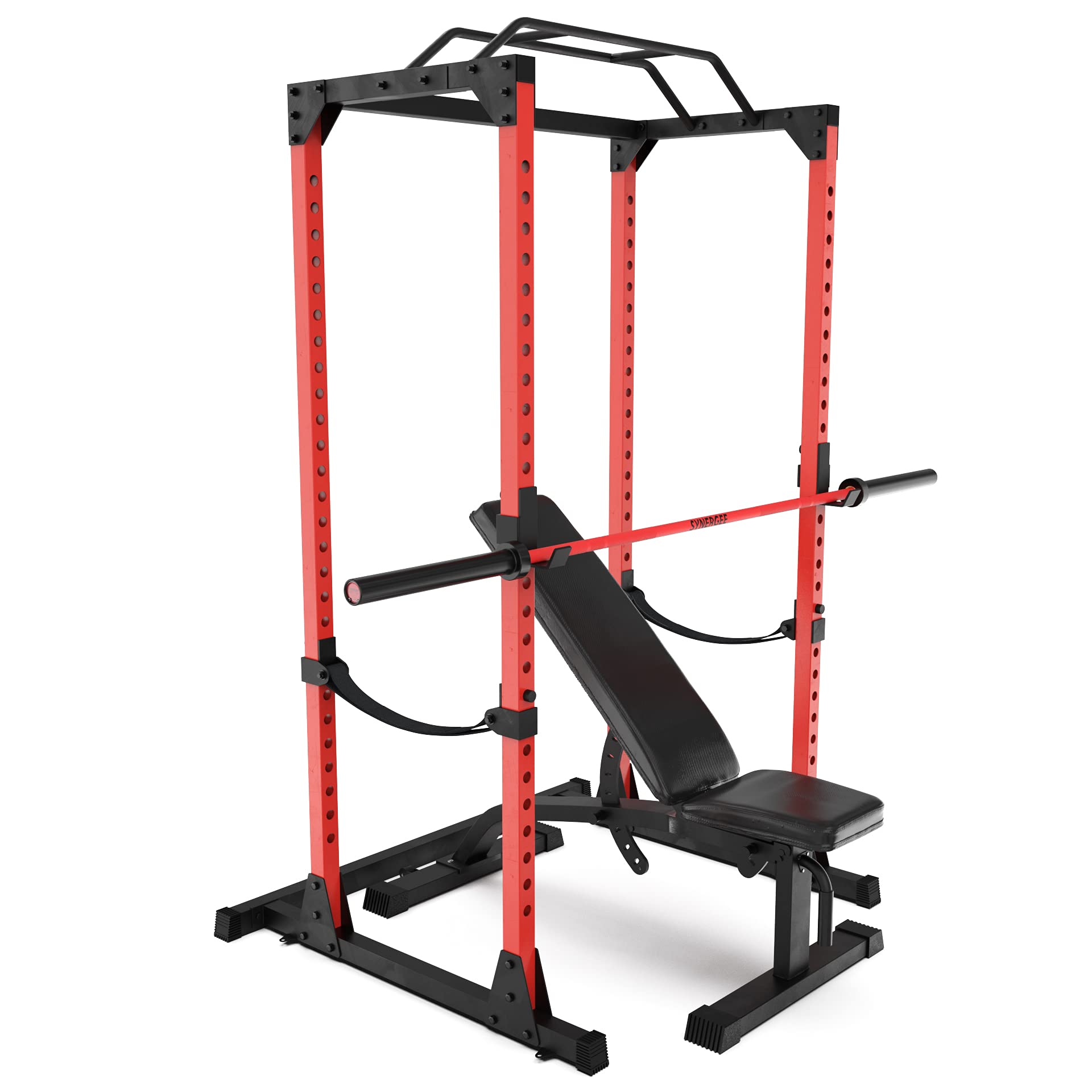 Buy Synergee Power Rack with Pull Up Bar, Safety Straps and JCups
