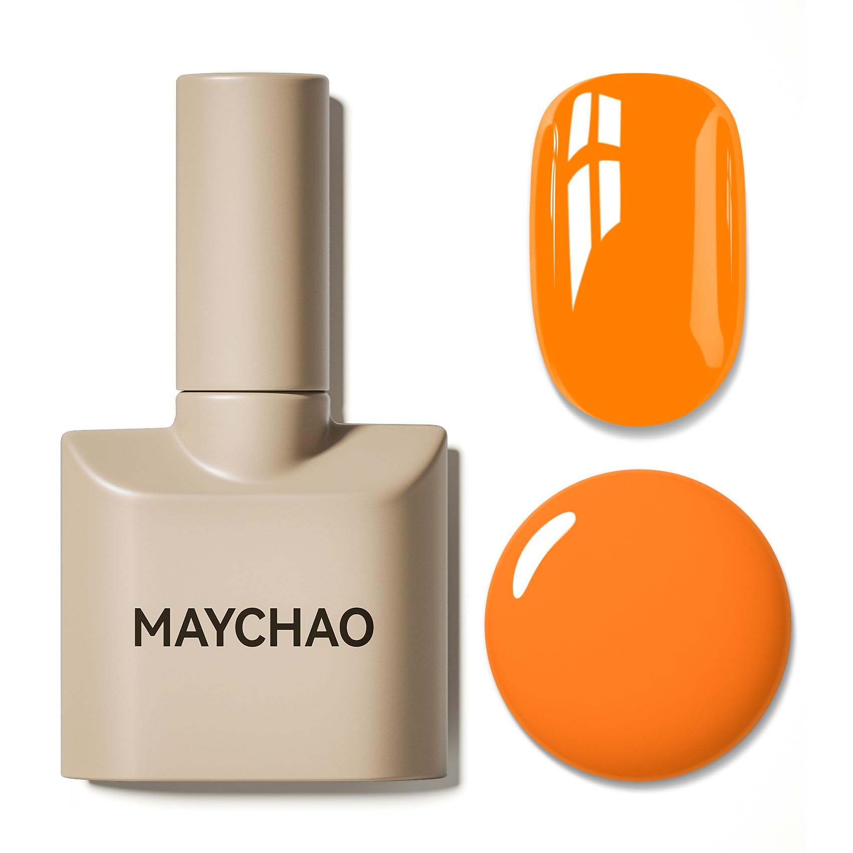 MAYCHAO 15ML Gel Nail Polish 1Pc Neon Bright Orange Gel Polish Soak Off UV LED Nail Polish Nail Art Starter Manicure Salon DIY at Home, 0.5 OZ