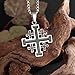 LUUDYOTU Jerusalem Cross Necklace, Crusader Templar Cross Pendant Necklace, Stainless Steel Cross Biker Necklace for Men Women