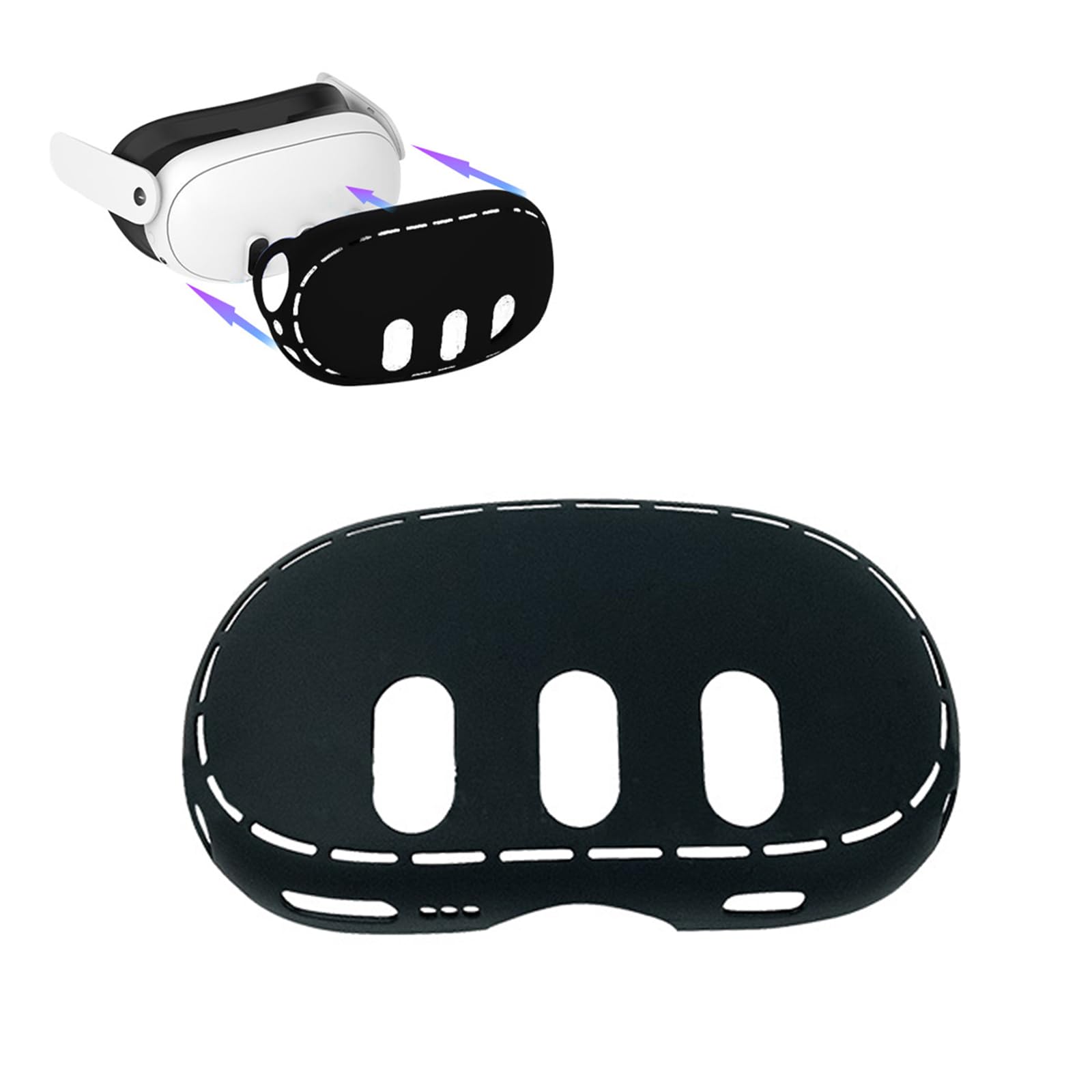 Schutzhülle aus Silikon, VR Headset Shell Schutzhülle für Meta Quest 3,Silikon VR Shell Front Face Protector Abdeckung Kompatibel mit Meta Quest 3 Schockproof & umfassender Schutz für VR (schwarz)