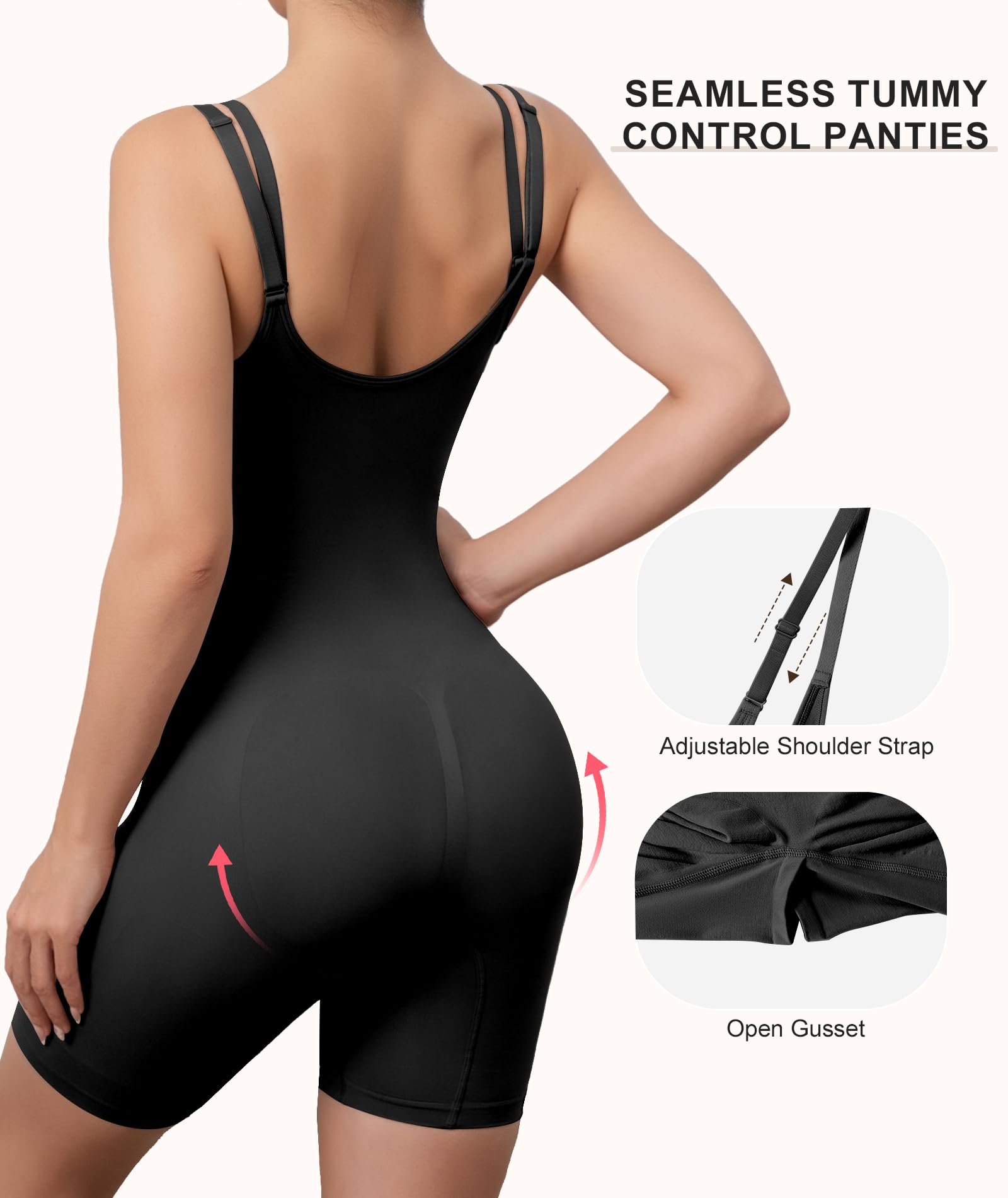 Mosebo Shapewear - Body modellante da donna per il controllo della pancia, busto aperto, senza cuciture, a compressione
