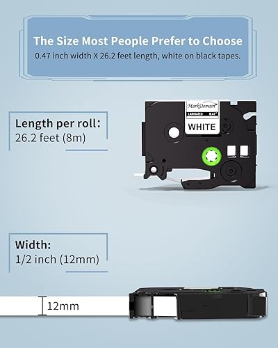 Miniatura 10 de MarkDomain Cinta de repuesto para Brother TZe TZ Cinta negra sobre amarillo TZe-631 TZe631 TZe631 de 0.472 in 0.47 pulgadas laminada P Touch para