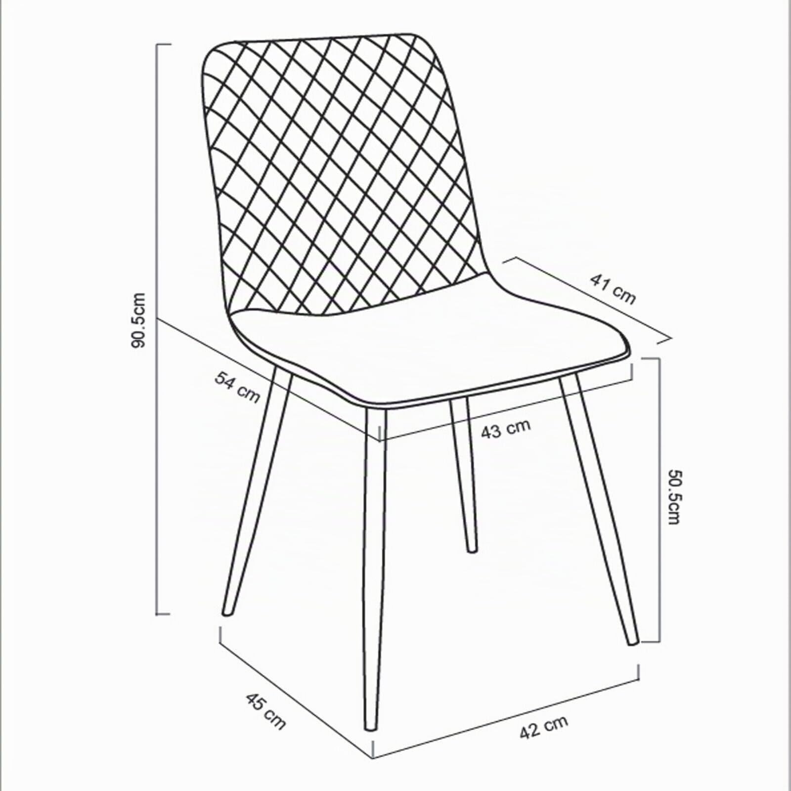 mcc direct Set mit 4 Designer Esszimmerstühlen aus Samtstoff, Metallbeine, Lexi-Stühle (Rosa)