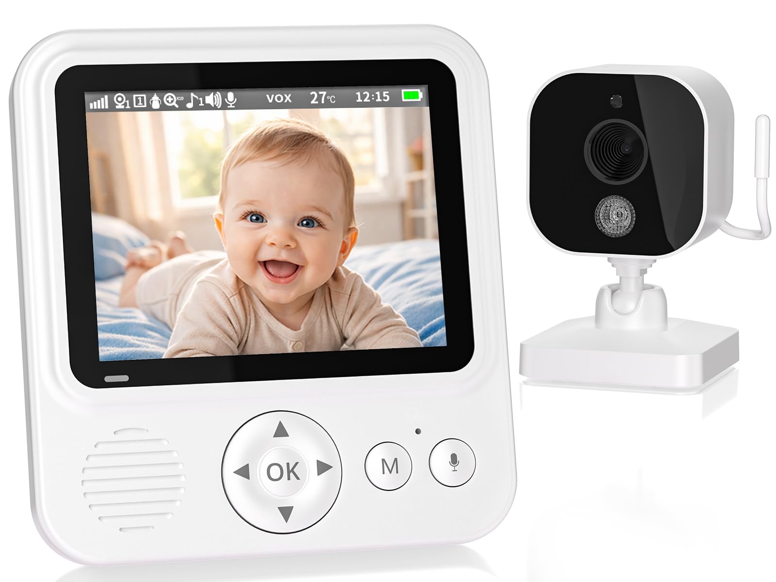 BURNNOVE Babyphone Camera Bebe 2,8 inches Baby Phone Surveillance 720P IPS Batterie 2000mAh Vision Nocturne VOX Audio Bidirectionnel Capteur de Température (Pas d'Adaptateurs)