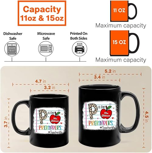 Miniatura 6 de Taza personalizada de prekinders con diseño de leopardo de manzana, taza de café de regreso a la escuela, divertido regalo de agradecimiento al