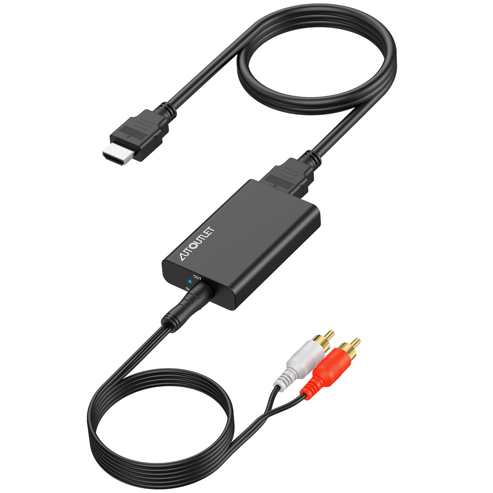 AUTOUTLET HDMI ARC Audio Extraktor, 192kHz HDMI Audio Splitter 3,5mm -Stereo Audioausgang, ARC Adapter mit 1M 3.5mm zu RCA Kabel für Verstärker Soundbar Heimkinosystem usw