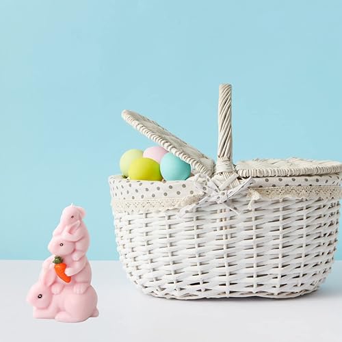 Miniatura 2 de ONNPNN Molde de silicona apilable de conejo molde de familia de tres velas lindos moldes de jabones de conejitos de zanahoria moldes de fondant de