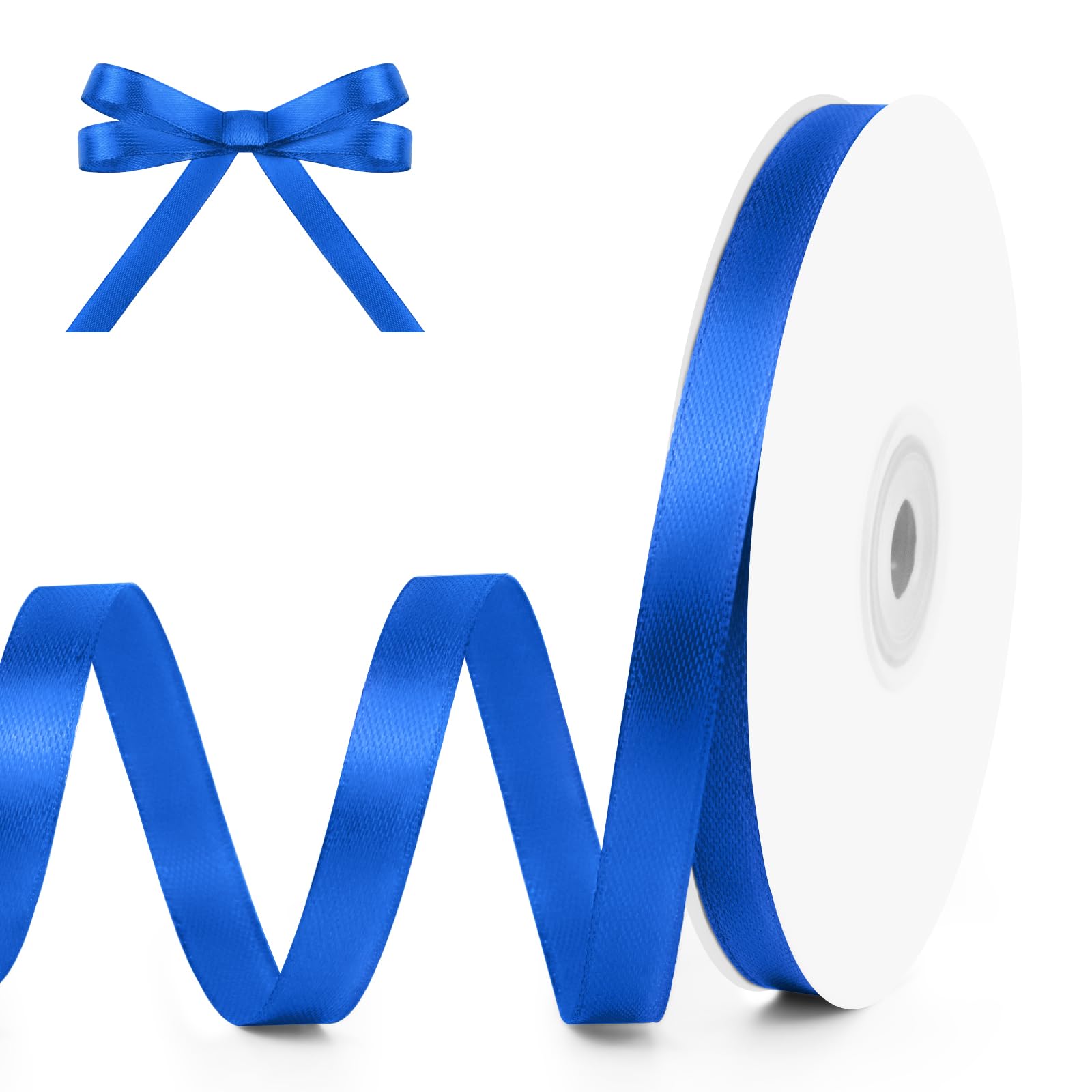 Photo 1 of KMER LIFE 3/8" Wide x 50 Yards Royal Blue Single Faced Polyester Satin Ribbon, Royal Blue Satin Ribbon Perfect for Wedding Decor, Wreath, Crafts, Gift Wrapping & Other Projects (Royal Blue)