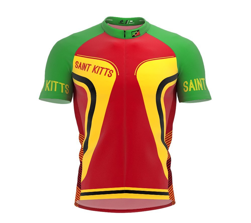 ScudoPro Saint Kitts and Nevis Full Zipper Bike Short Sleeve Cycling Jersey for Men - Size L Multicolored