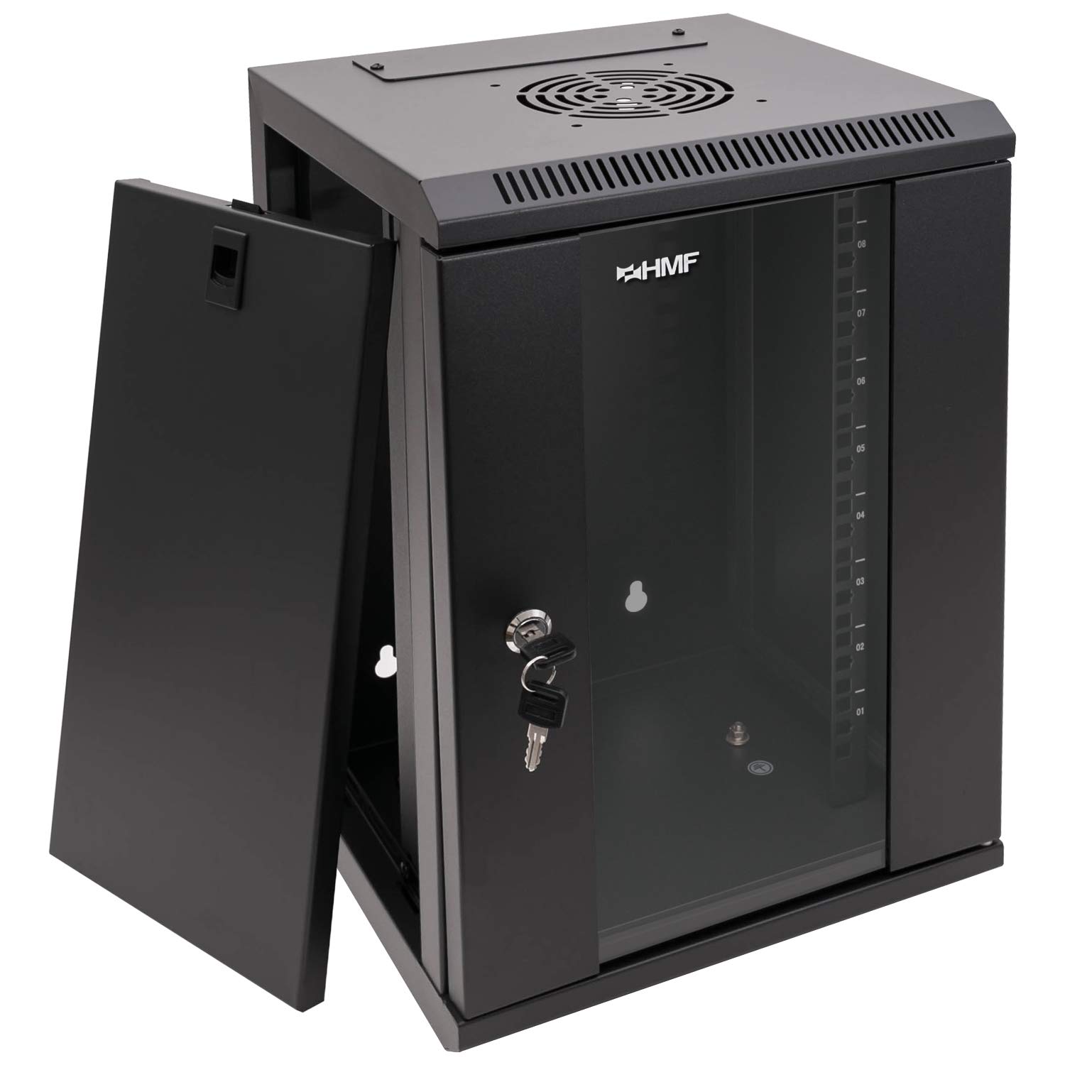 HMF 63309-02 Armadio rack 10 pollici, Armadio di rete | 9 U | Completamente Assemblato | 31,2 x 30 x 48,3 cm | nero