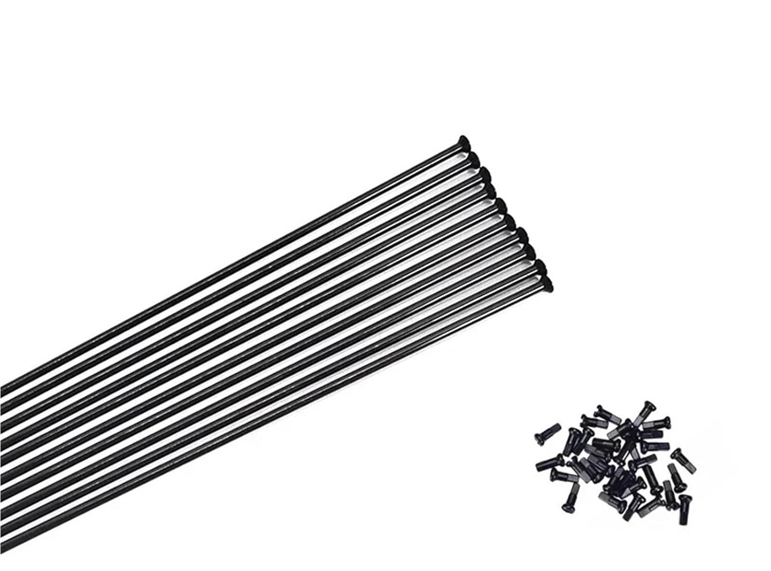 Bicycle Spokes 2.0 Round J-Bend Straight Pull 100-310mm with Black Copper Caps Bicycle Replacement Parts(Steaight 36pcs)