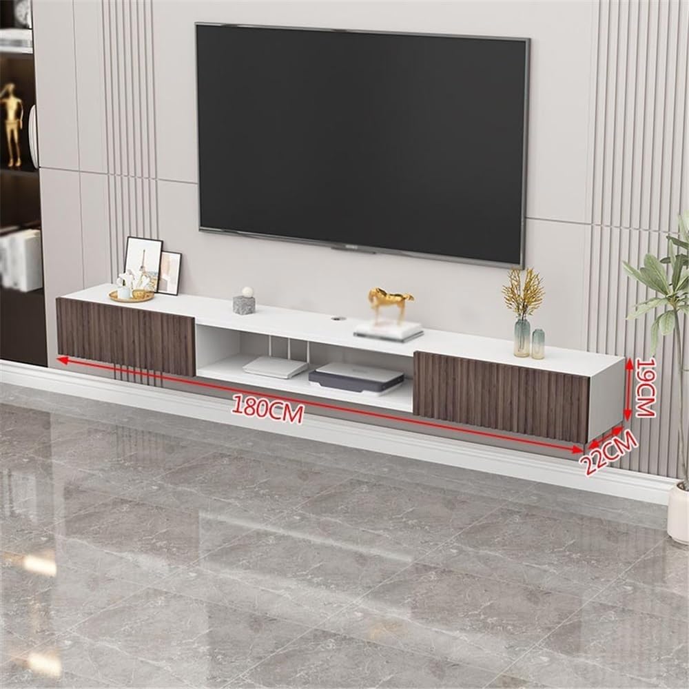 Soporte TV Pared Consola Multimedia de TV con Centro Entretenimiento Pared y estantes flotantes Puerta for Sala Estar Mueble de TV con estantes