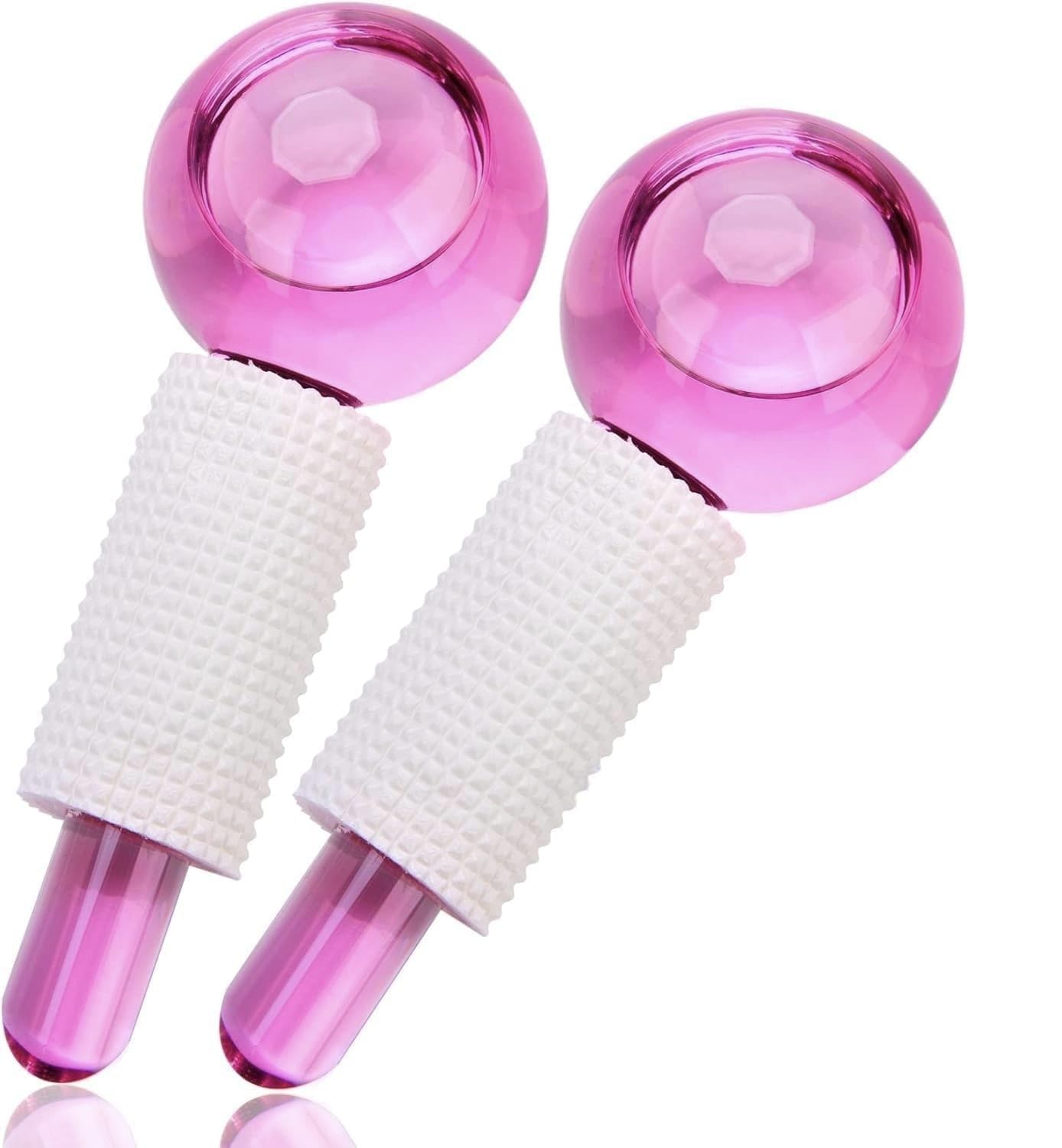 Facial Ice Globe Smart Cool Face Roller Ball | Facial Massage Tools for Neck Eye Circle Reduce | Anti Ageing Wrinkles Soothing Firming Skin Crystal Ice Roller (Pack of 2) (pink)-image-29
