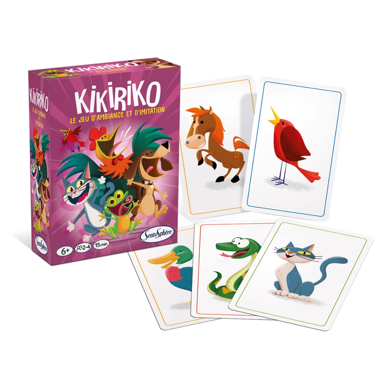 Sentosphère - Kikiriko - Reproduce the cries of animals as quickly as possible to get rid of your cards - Imitation Battle Game - Ages 6 and above - 1355